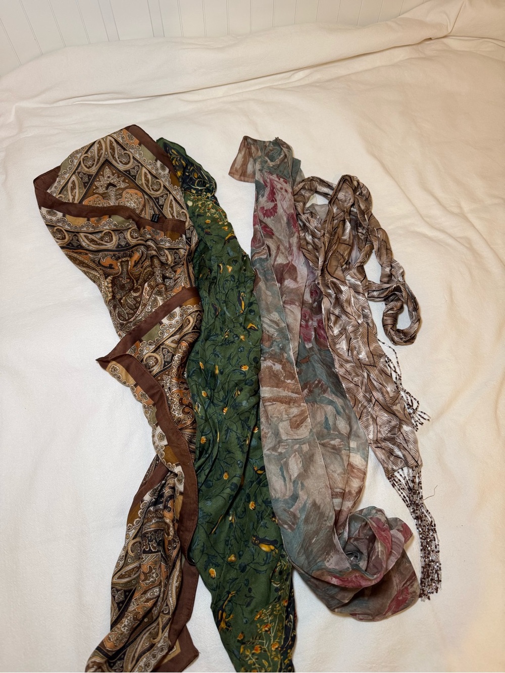 Assorted patterned scarves